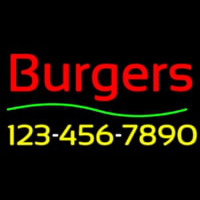 Burgers With Phone Number Neon Skilt