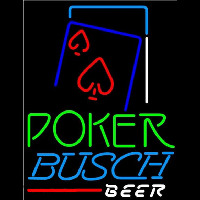 Busch Green Poker Red Heart Beer Sign Neon Skilt
