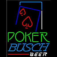 Busch Green Poker Red Heart Beer Sign Neon Skilt
