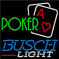 Busch Light Green Poker Beer Sign Neon Skilt