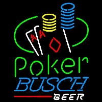 Busch Poker Ace Coin Table Beer Sign Neon Skilt