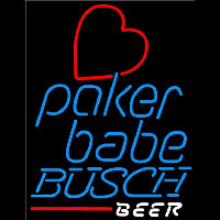Busch Poker Girl Heart Babe Beer Sign Neon Skilt