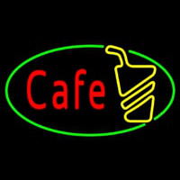 Cafe Red With Green Border Neon Skilt