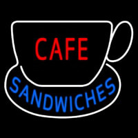 Cafe Sandwiches With Tea Cup Neon Skilt