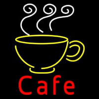 Cafe With Coffee Mug Neon Skilt