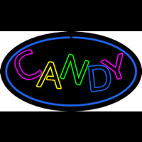 Candy Oval Blue Neon Skilt