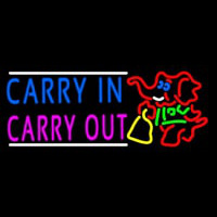 Carry In Carry Out With Elephant Neon Skilt