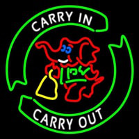Carry In Carry Out With Elephant Neon Skilt