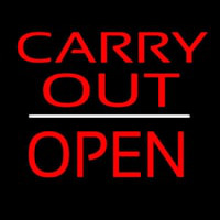 Carry Out Block Open White Line Neon Skilt