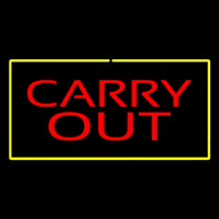 Carry Out Rectangle Yellow Neon Skilt