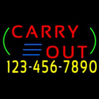 Carry Out With Phone Number Neon Skilt