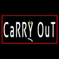 Carry Out With Red Border Neon Skilt