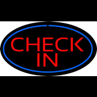 Check In Oval Blue Neon Skilt