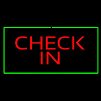 Check In Rectangle Green Neon Skilt