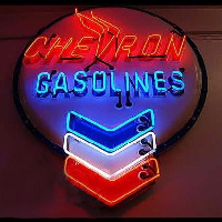Chevron Gasoline Neon Skilt
