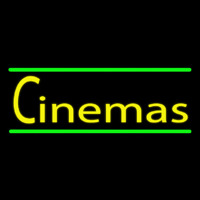 Cinemas With Green Line Neon Skilt