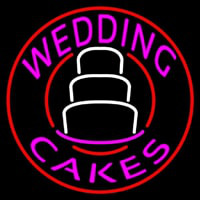 Circle Pink Wedding Cakes Neon Skilt