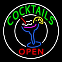 Circular Cocktail With Cocktail Neon Skilt