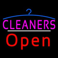 Cleaners Logo Open White Line Neon Skilt