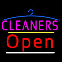 Cleaners Logo Open Yellow Line Neon Skilt