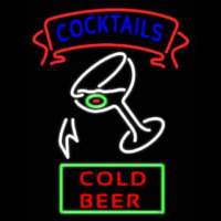 Cocktail Cold Beer With Glass Real Neon Glass Tube Neon Skilt