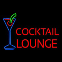 Cocktail Lounge With Martini Glass Neon Skilt
