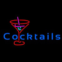 Cocktail with Red Cocktail Glass Neon Skilt