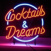 Cocktails And Dreams Øl Bar Åben Neon Skilt