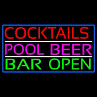 Cocktails Pool Beer Bar Open Neon Skilt