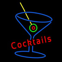 Cocktails With Martini Glass Neon Skilt