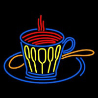 Coffee Cup With Spoon Neon Skilt