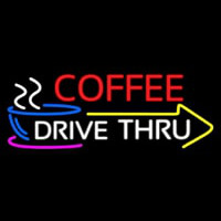 Coffee Drive Thru With Yellow Arrow Neon Skilt