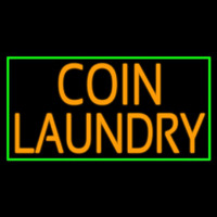 Coin Laundry With Green Border Neon Skilt