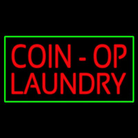 Coin Op Laundry Green Border Neon Skilt