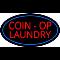 Coin Op Laundry Oval Blue Neon Skilt