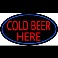 Cold Beer Here With Blue Border Neon Skilt