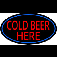 Cold Beer Here With Blue Border Neon Skilt