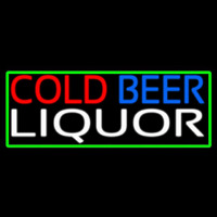 Cold Beer Liquor With Green Border Neon Skilt