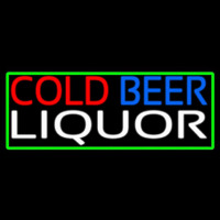 Cold Beer Liquor With Green Border Neon Skilt