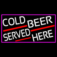 Cold Beer Served Here With Pink Border Neon Skilt