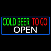 Cold Beer To Go With Blue Border Neon Skilt