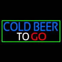 Cold Beer To Go With Green Border Neon Skilt