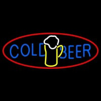 Cold Beer With Mug In Between Neon Skilt