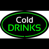 Cold Drinks Oval Green Neon Skilt