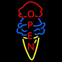 Cone Ice Cream Open Neon Skilt
