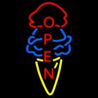 Cone Ice Cream Open Neon Skilt