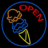 Cone Ice Cream Open Neon Skilt