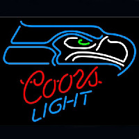 Coors  Seattle Seahawks Øl Bar Åben Neon Skilt