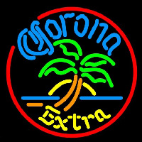 Corona E tra Circle Palm Tree Beer Sign Neon Skilt