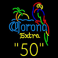 Corona E tra Parrot with Palm 50 Beer Sign Neon Skilt